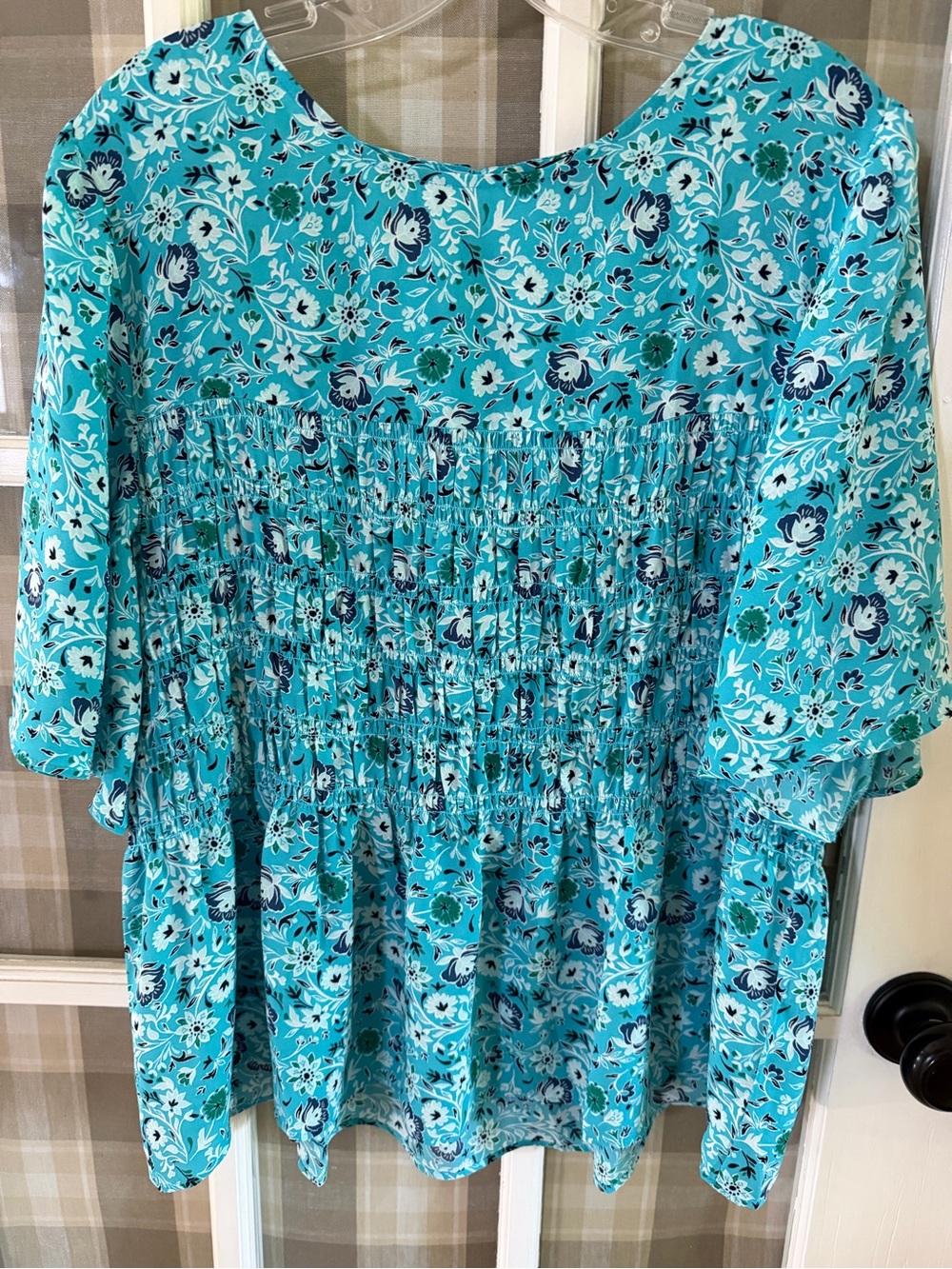Ann Taylor Factory Teal Floral Blouse